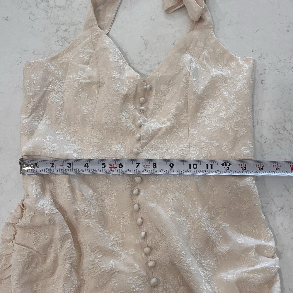 MOTF Texture Jaquard Floral Button Split Hem Wedding Bridal Dress Fit Flare 4 - Picture 6 of 8